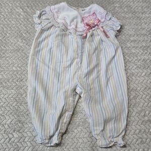Vintage Tiny Tots Pastel Rainbow Kitten One Piece Bubble Romper Size 3-6m